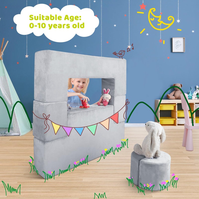 Nehu Softplay Block Playset 6 Piece Grey