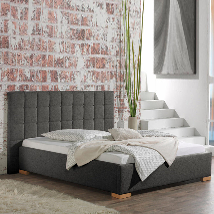 Neil Bed Without Storage  | King | Dark Grey Fabric