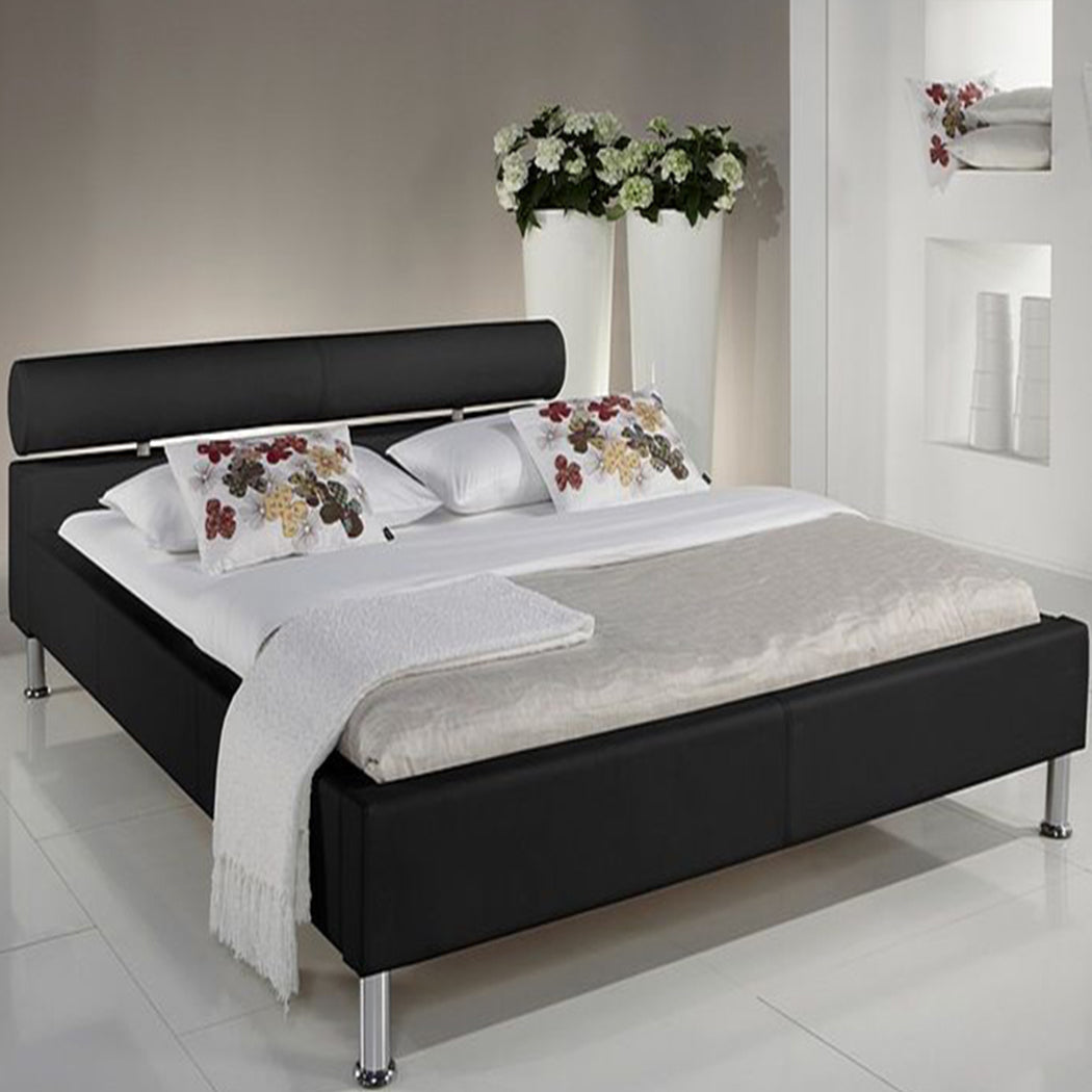 Issac Bed Without Storage | King | Black Leatherette