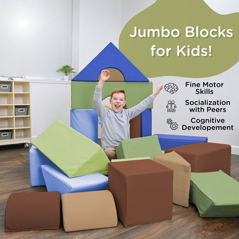 Mody Softplay Blocks - 35 Piece Blue| Green | Brown