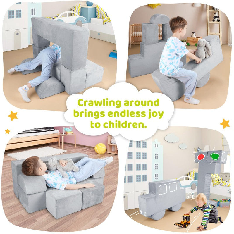 Nehu Softplay Block Playset 6 Piece Grey