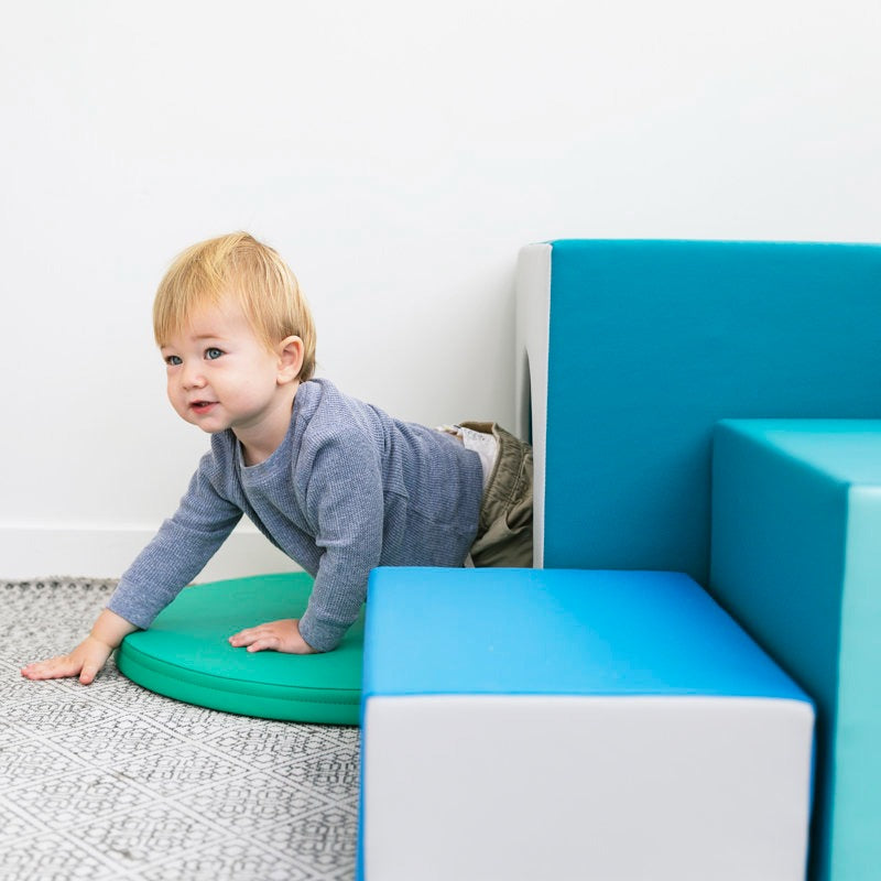Jumbo Softplay Tunnels Playset – 7 Piece White | Blue | Green