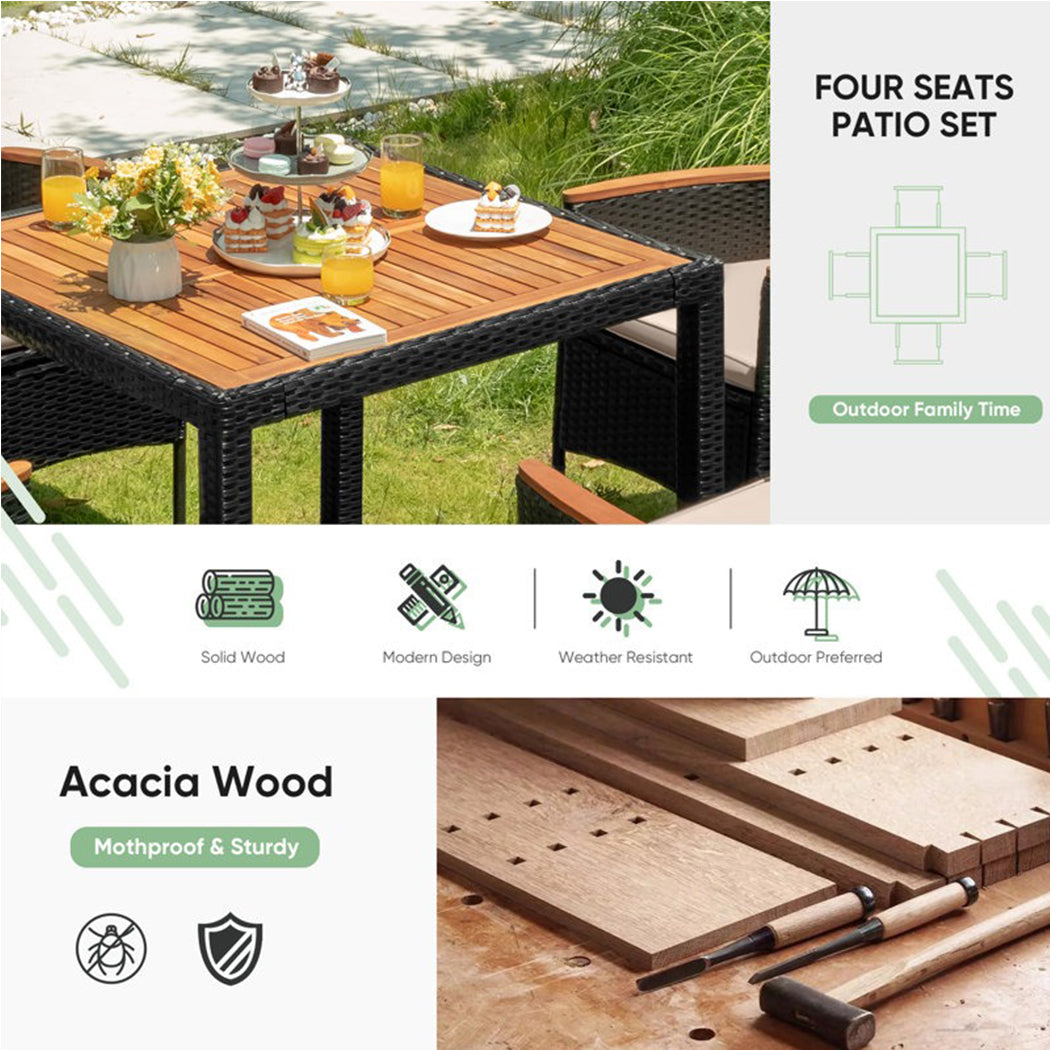 Coll 4- Seaters Square Outdoor Dining Table Set