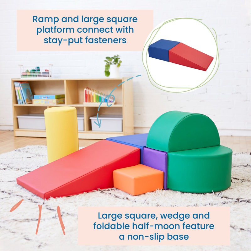 Tom Softplay Block Shape Playset 6-Piece Set Red|Purple