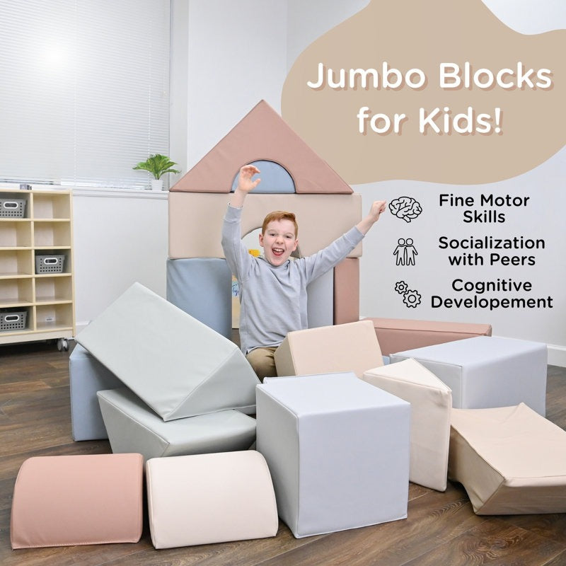 Mody Softplay Blocks - 35 Piece Pink| Blue | Beige