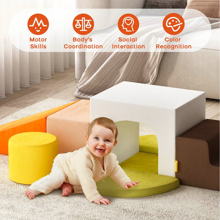 Tear Softplay Climber Playset 7-Piece Orange|Brown|Pink