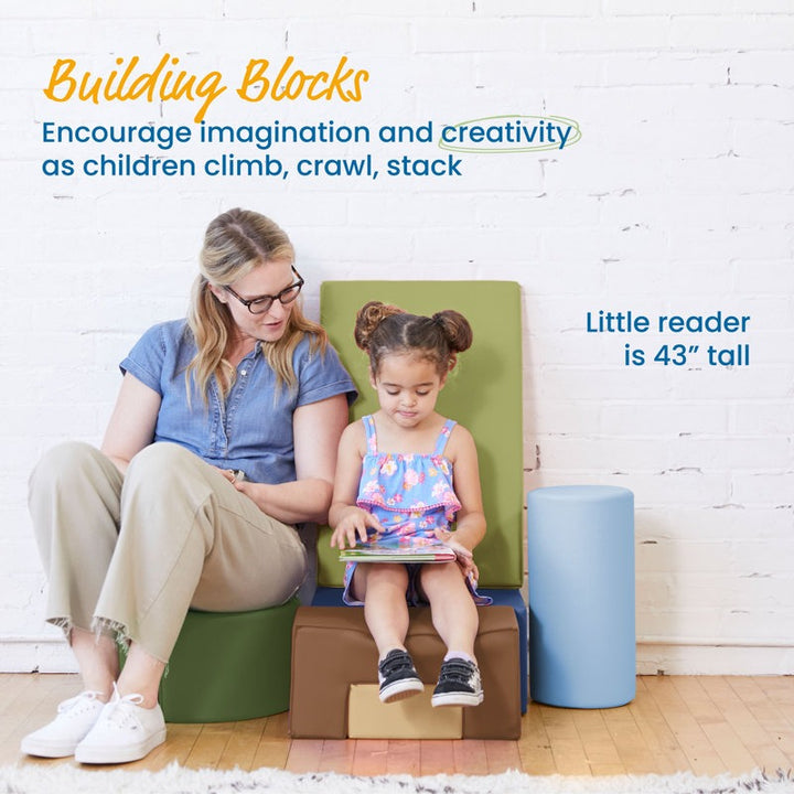 Tom Softplay Block Shape Playset 6-Piece Set Blue|Brown