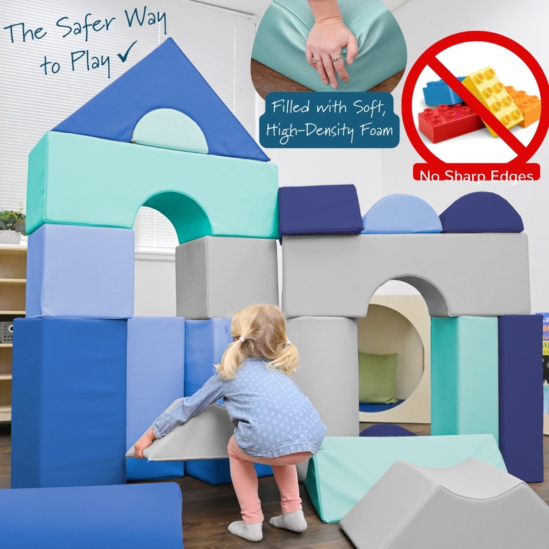 Mody Softplay Blocks- 35 Piece Blue | Green | Teal