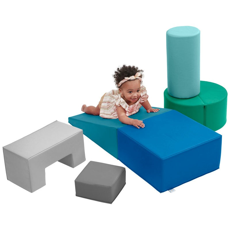 Tom Softplay Block Shape Playset 6-Piece Set Green|Grey