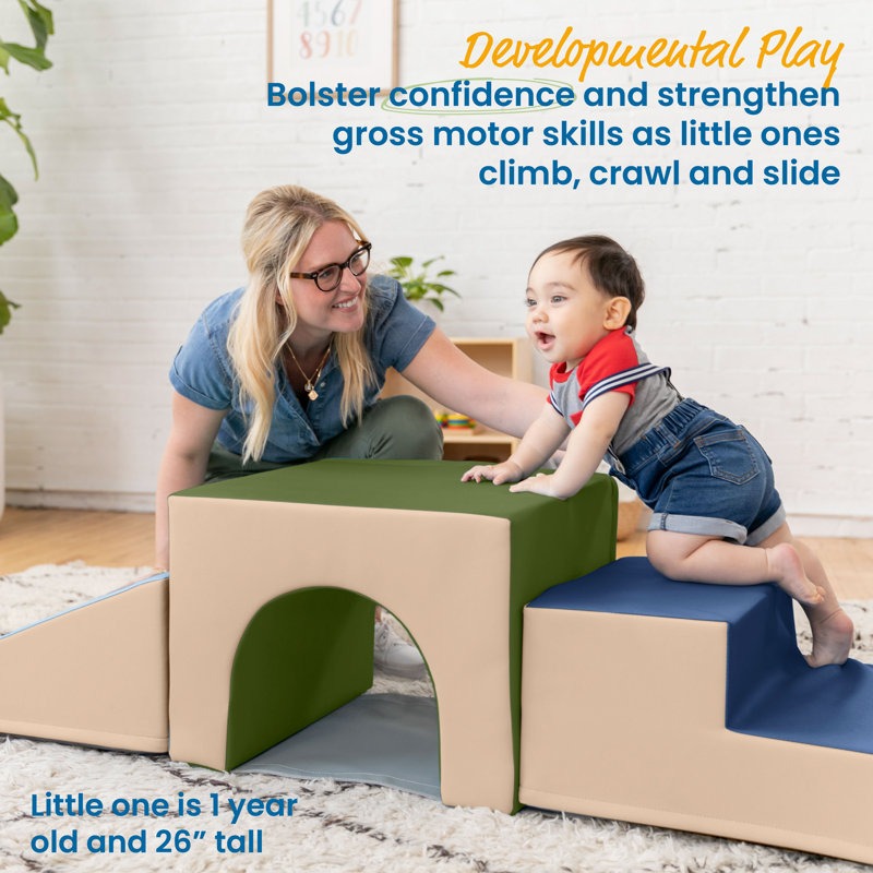 Hugs Softplay Climber Playset – 3 Piece Blue/Green/Beige