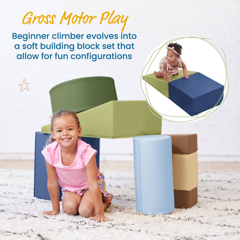 Tom Softplay Block Shape Playset 6-Piece Set Blue|Brown