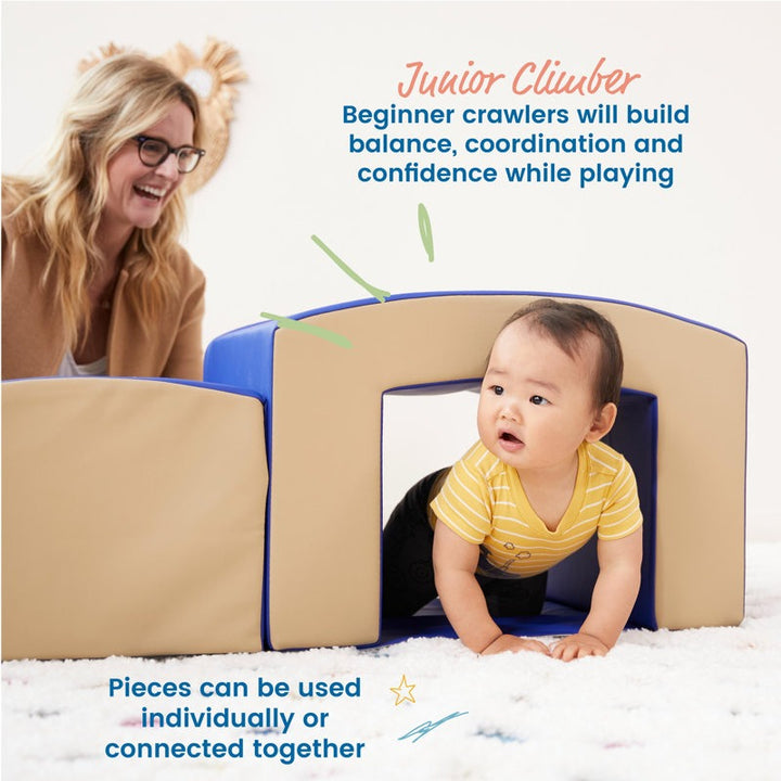 Jao Softplay Tunnel Playset 2-Piece Blue|Beige