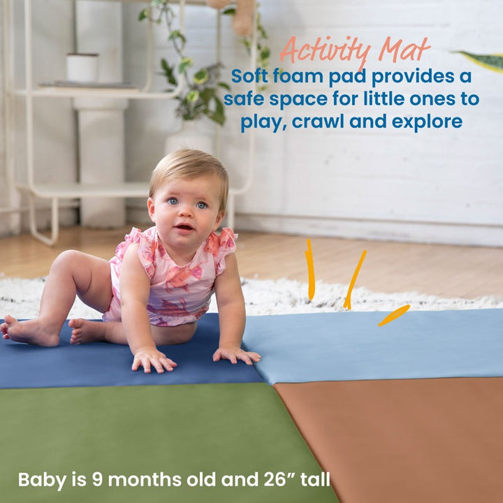 Squares Softplay Activity Mat 4-Piece Set Brown|Green|Navy|Blue