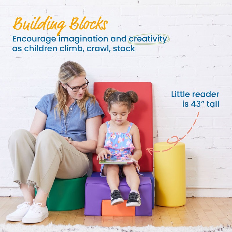 Tom Softplay Block Shape Playset 6-Piece Set Red|Purple