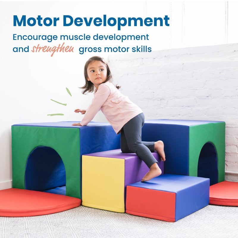 Jumbo Softplay Tunnels Playset – 7 Piece Green | Blue | Purple | Orange | Yellow