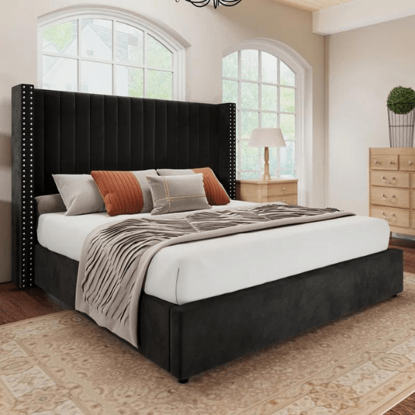 Onyx Bed with Hydraulic Storage | King | Black Fabric