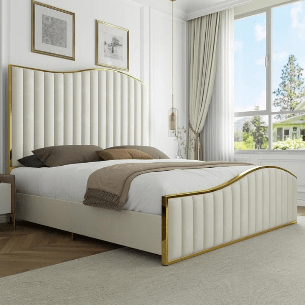 Marble Mist Bed Without Storage | King | Cream Fabric