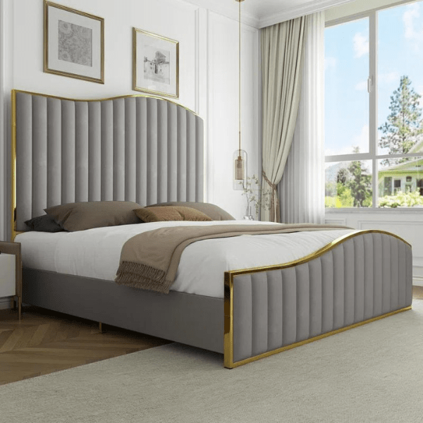 Marble Mist Bed Without Storage | King | Grey Fabric