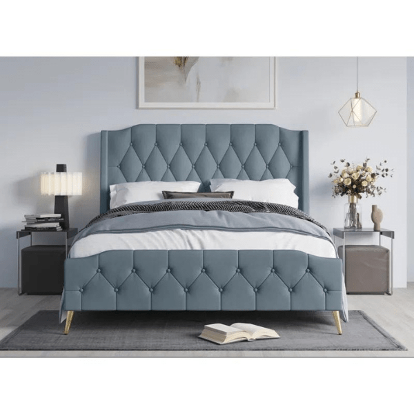 Opal Oasis Bed Without Storage | King | Blue Fabric