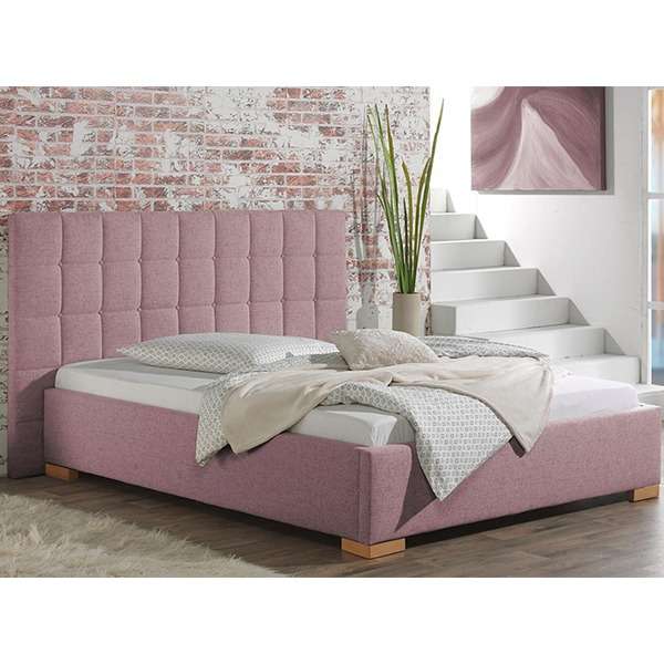 Neil Bed Without Storage | King | Pink Fabric