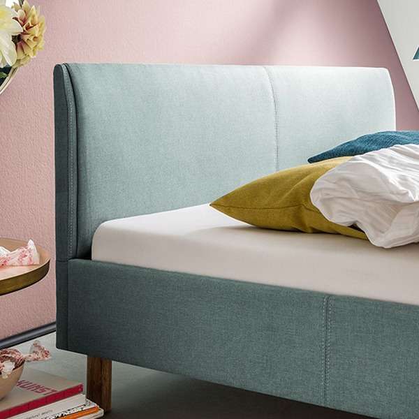 Leonard Bed Without Storage | King | Light Blue Fabric