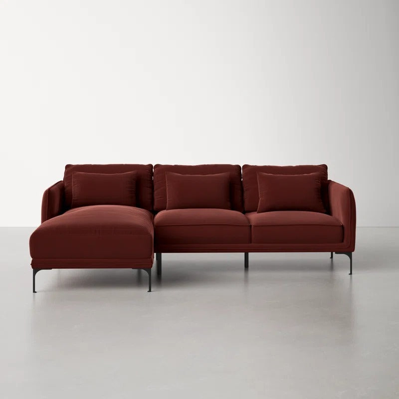 Aziel L shape Sofa | Maroon | Facing Left