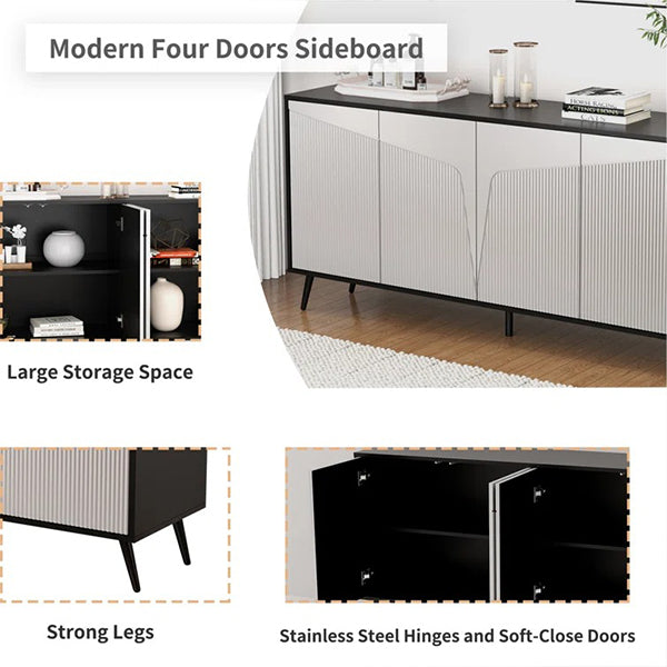 Embossed Sideboard & Cabinet | Small | White & Black