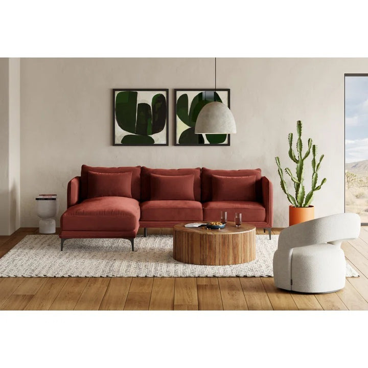 Aziel L shape Sofa | Maroon | Facing Left