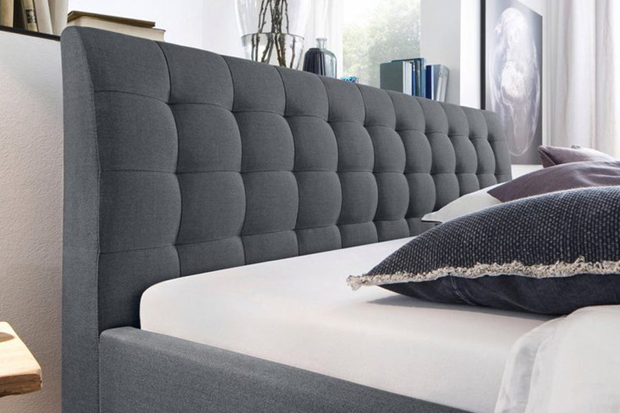 Deporte Bed Without Storage | King | Grey Fabric Upholstrey