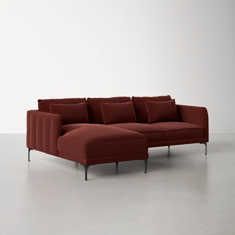 Aziel L shape Sofa | Maroon | Facing Left