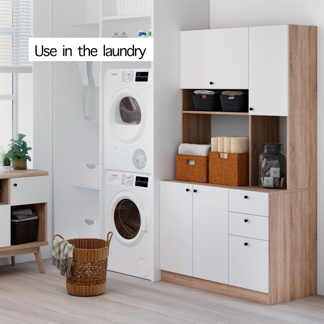 Reko Tall Crockery Unit |White/Beige