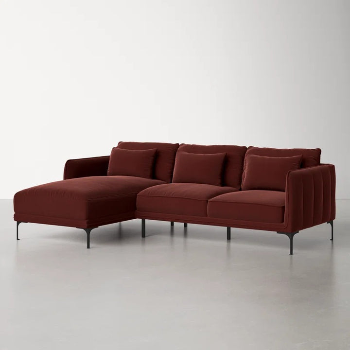 Aziel L shape Sofa | Maroon | Facing Left