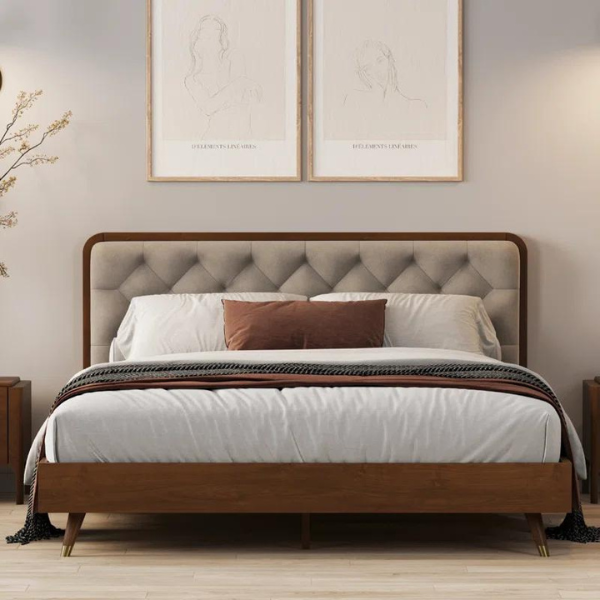 Regal Crest Wood Bed Without Storage | King | Grey Fabric