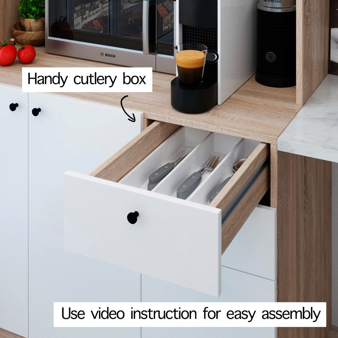 Reko Tall Crockery Unit |White/Beige