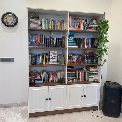 White bookrack with books