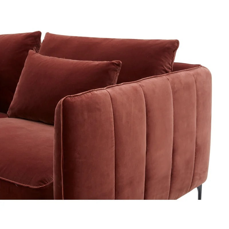 Aziel L shape Sofa | Maroon | Facing Left