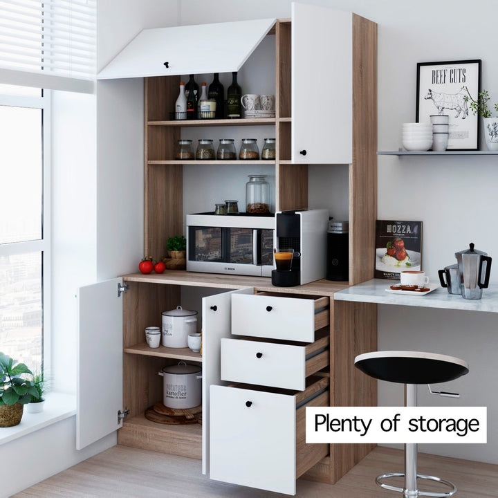 Reko Tall Crockery Unit |White/Beige