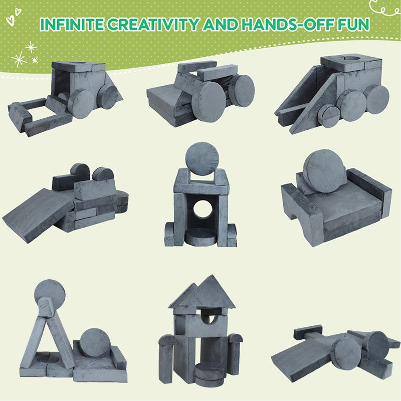 Monster Softplay Block Playset 14-Piece Grey
