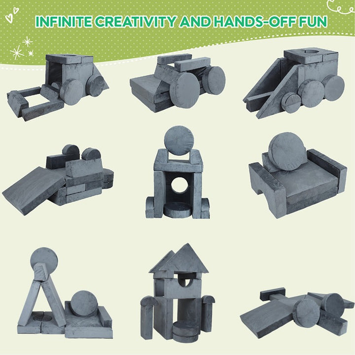 Monster Softplay Block Playset 14-Piece Grey