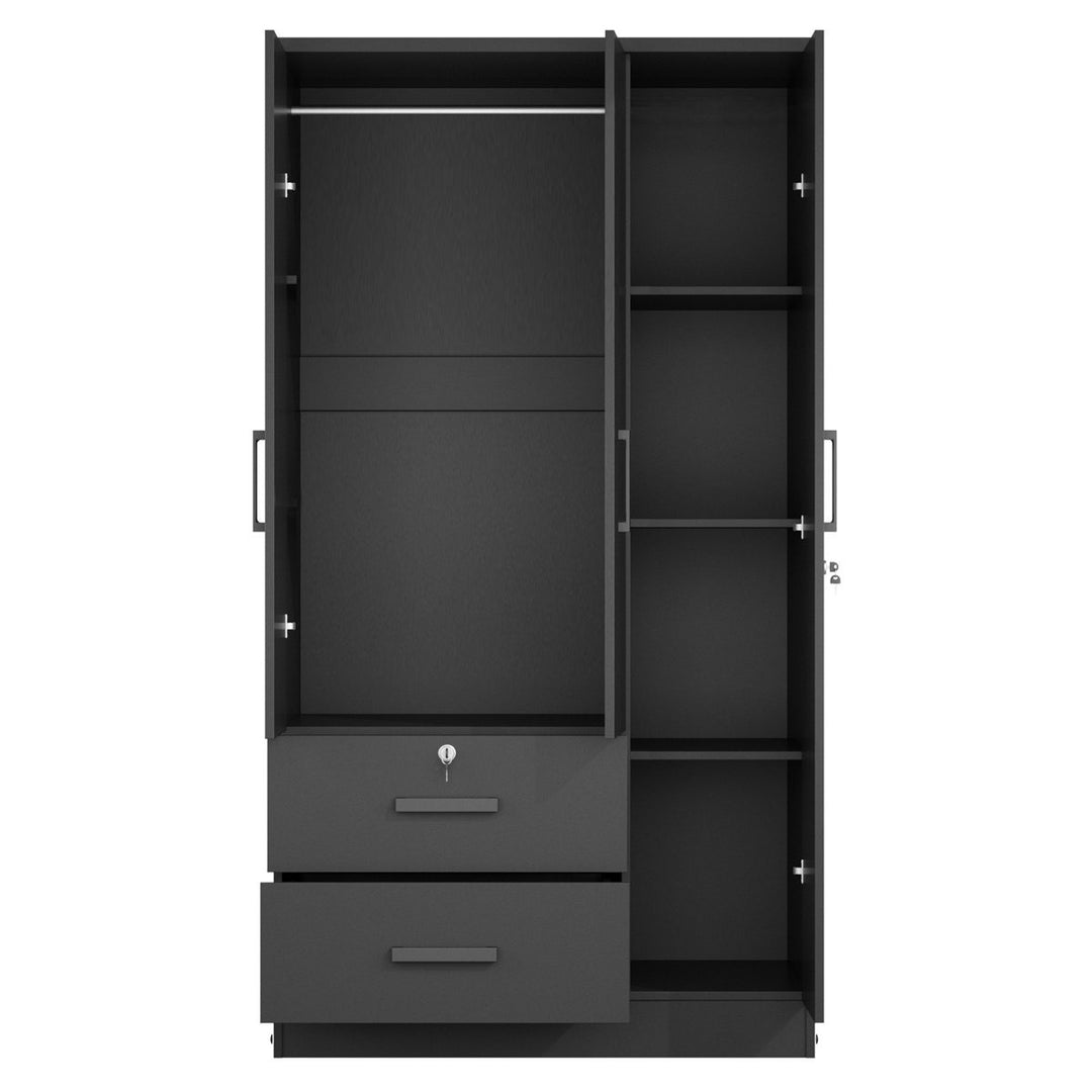 Minji 3 Door  Wardrobe | Black