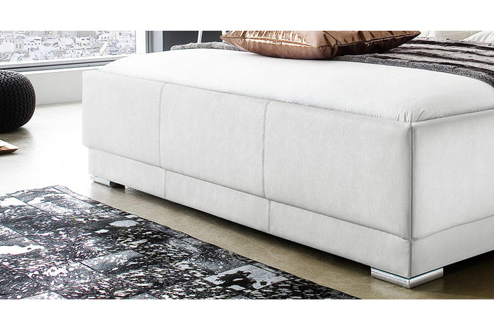 Titan Bed with Hydraulic Storage | King | White Leatherette