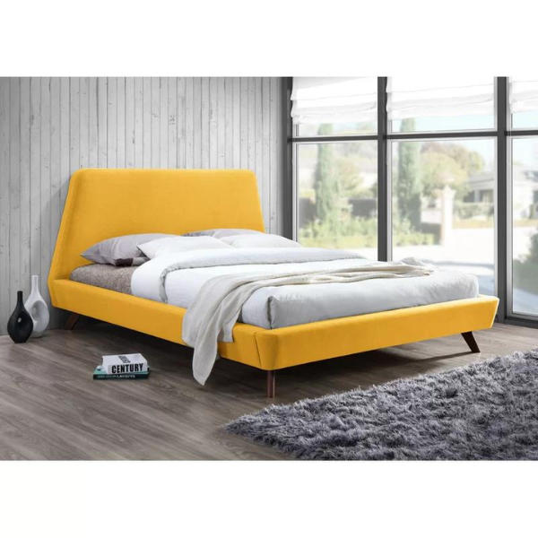 AristoCraft Bed Without Storage | King | Yellow Fabric Upholstery