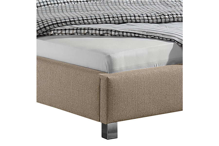 Case Bed Without Storage | King | Light  Brown Fabric Upholstery