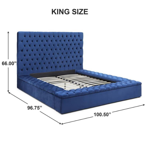 Ruby Rest Bed Without Storage | King | Blue Fabric