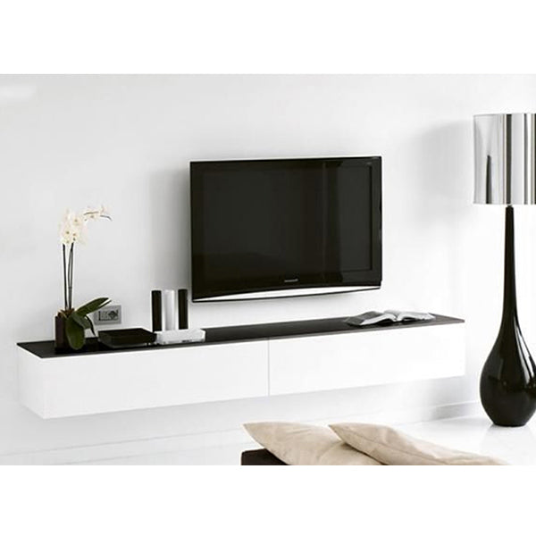 Line Wall Mount TV Unit | White & Black