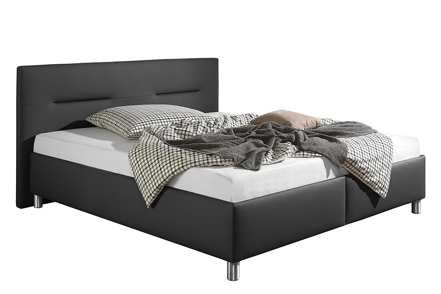 Hezekiah Bed Without Storage | King | Black Leatherette