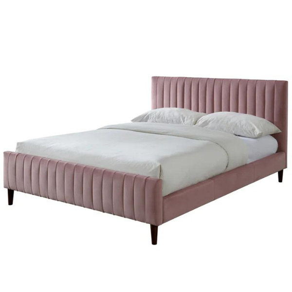 Caspian Bed Without Storage | King | Pink Fabric Upholstery