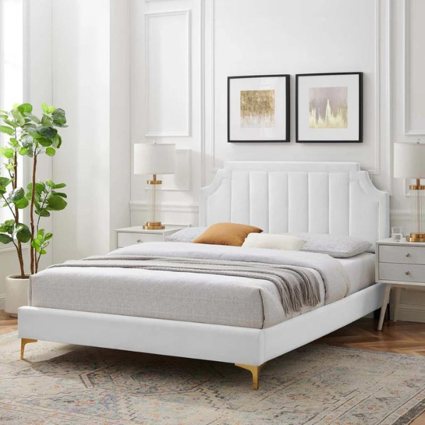 Lunar Lull Bed Without Storage | King | White Fabric