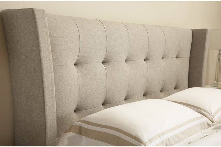 Bryan Bed with Hydraulic Storage | King | Beige Fabric Upholstery