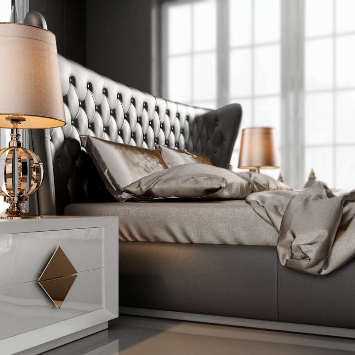 Jameson Bed Without Storage | Queen | Black Leatherette